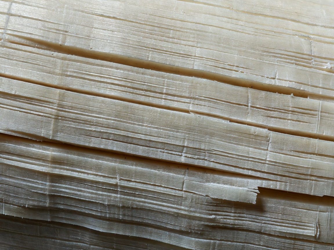 Macrophotography of layered keratin structure showing striations and structural integrity